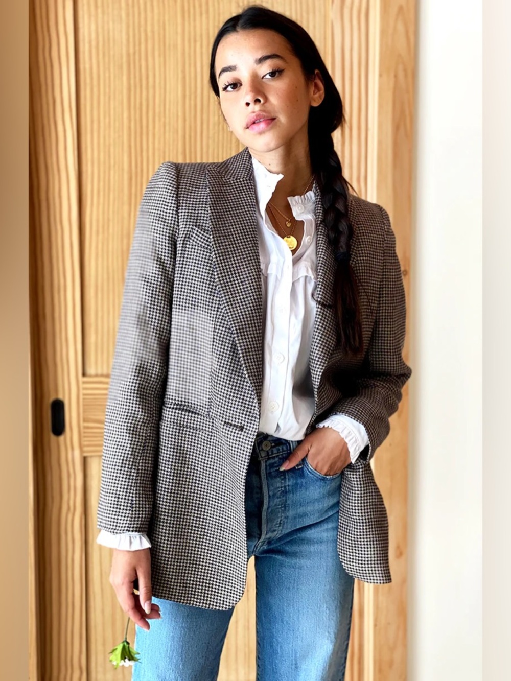 EMERSON FRY DINNER JACKET - HOUNDSTOOTH LINEN